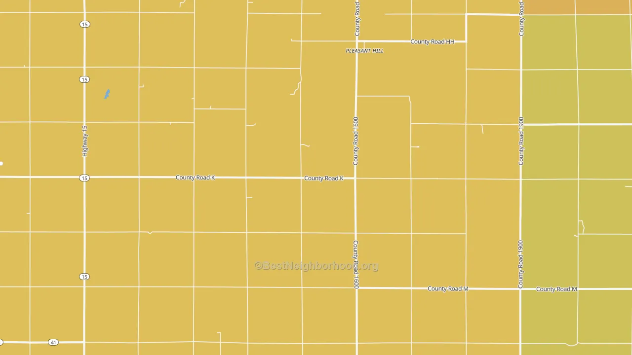 Map of the best neighborhoods in the Pleasant Hill area, with better matches in green and worse matches in red