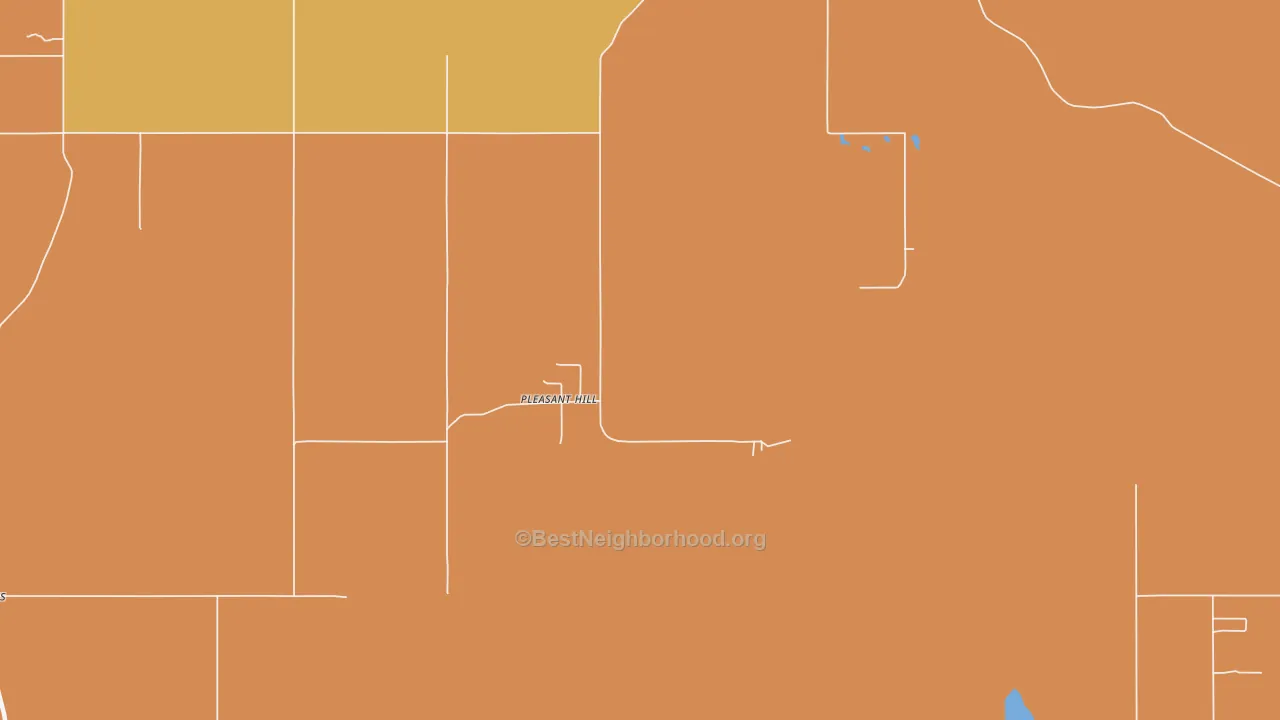 Map of the best neighborhoods in the Pleasant Hill area, with better matches in green and worse matches in red