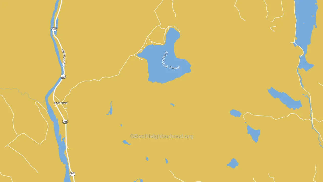 Map of the best neighborhoods in the Pleasant Pond area, with better matches in green and worse matches in red