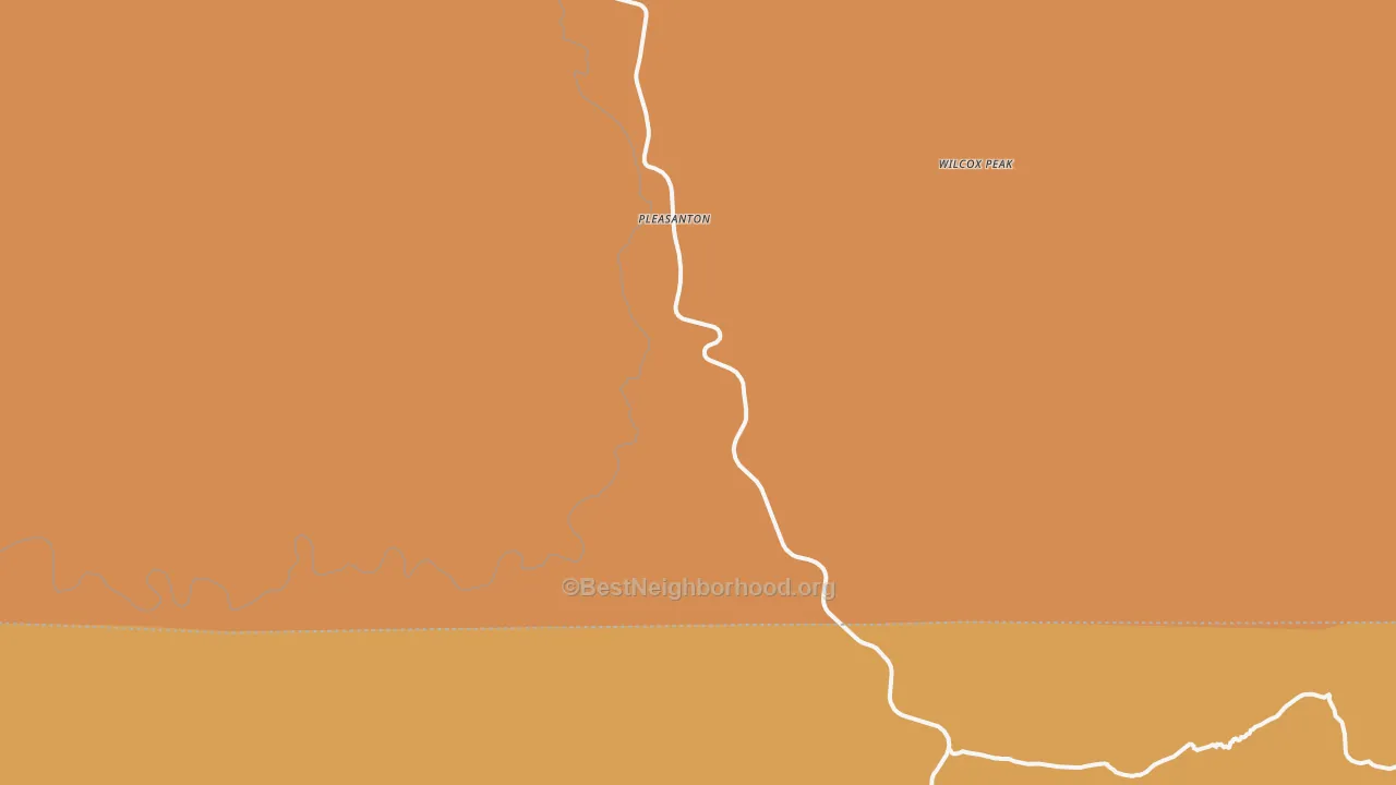 Map of the best neighborhoods in the Pleasanton area, with better matches in green and worse matches in red