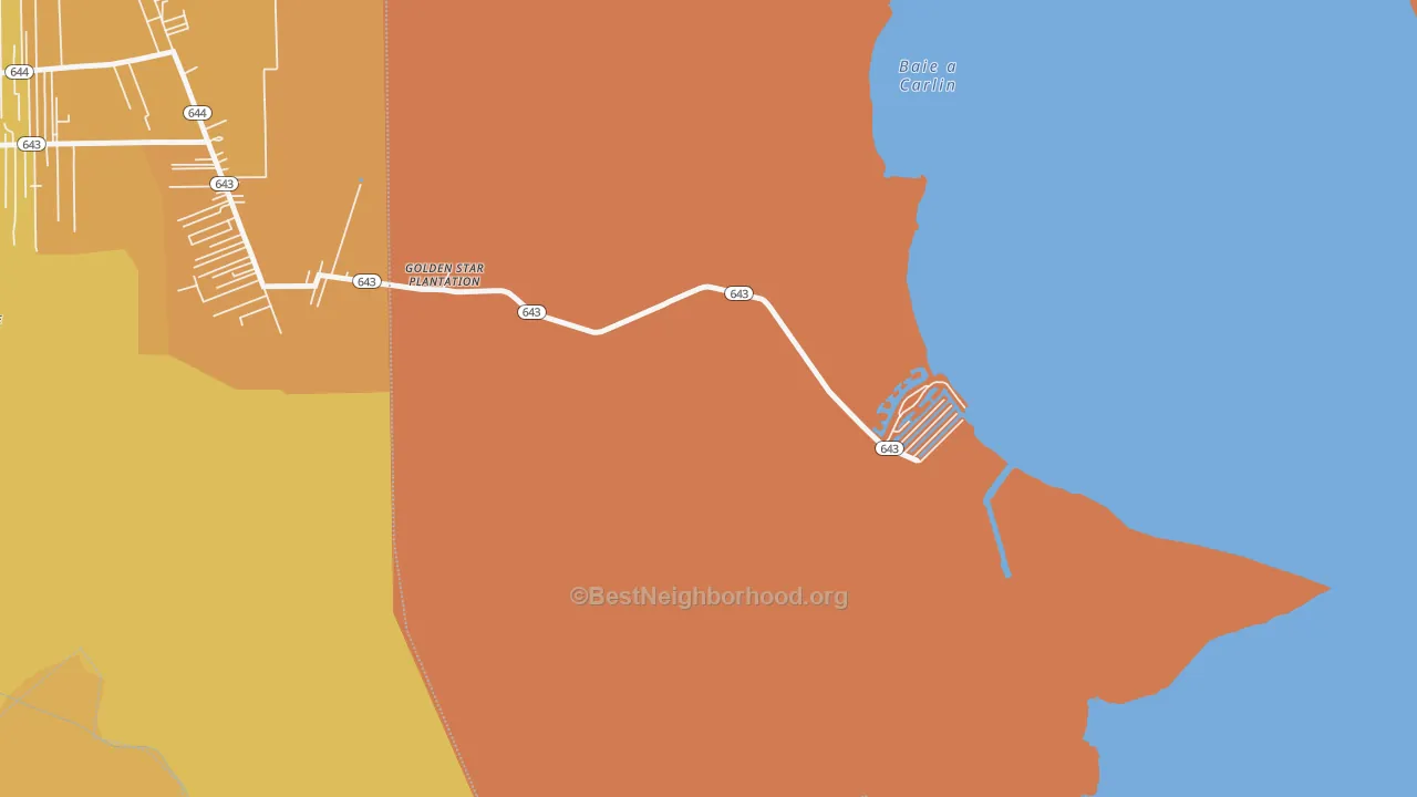 Map of the best neighborhoods in the Pleasure Bend area, with better matches in green and worse matches in red