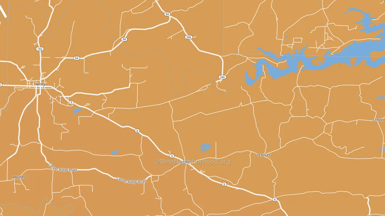Map of the best neighborhoods in the Point Cedar area, with better matches in green and worse matches in red