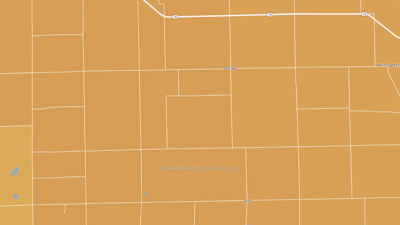 Map of the best neighborhoods in the Poling area, with better matches in green and worse matches in red