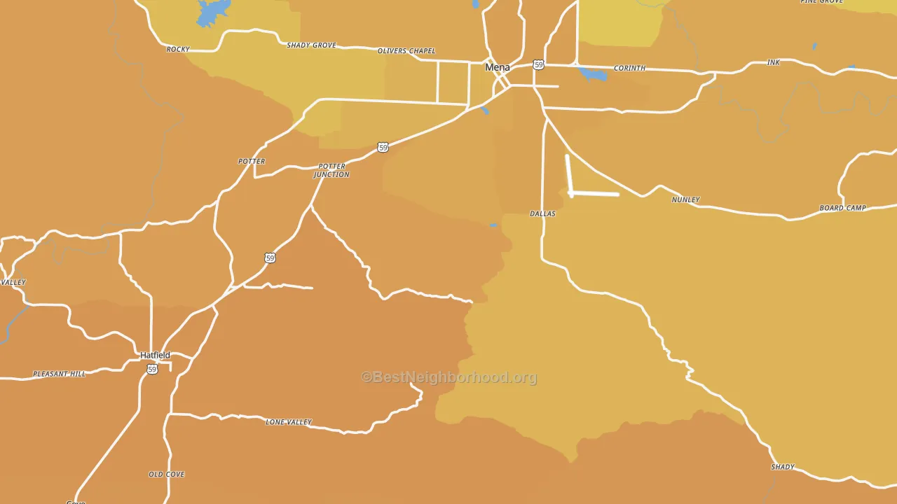 Map of the best neighborhoods in the Polk County area, with better matches in green and worse matches in red