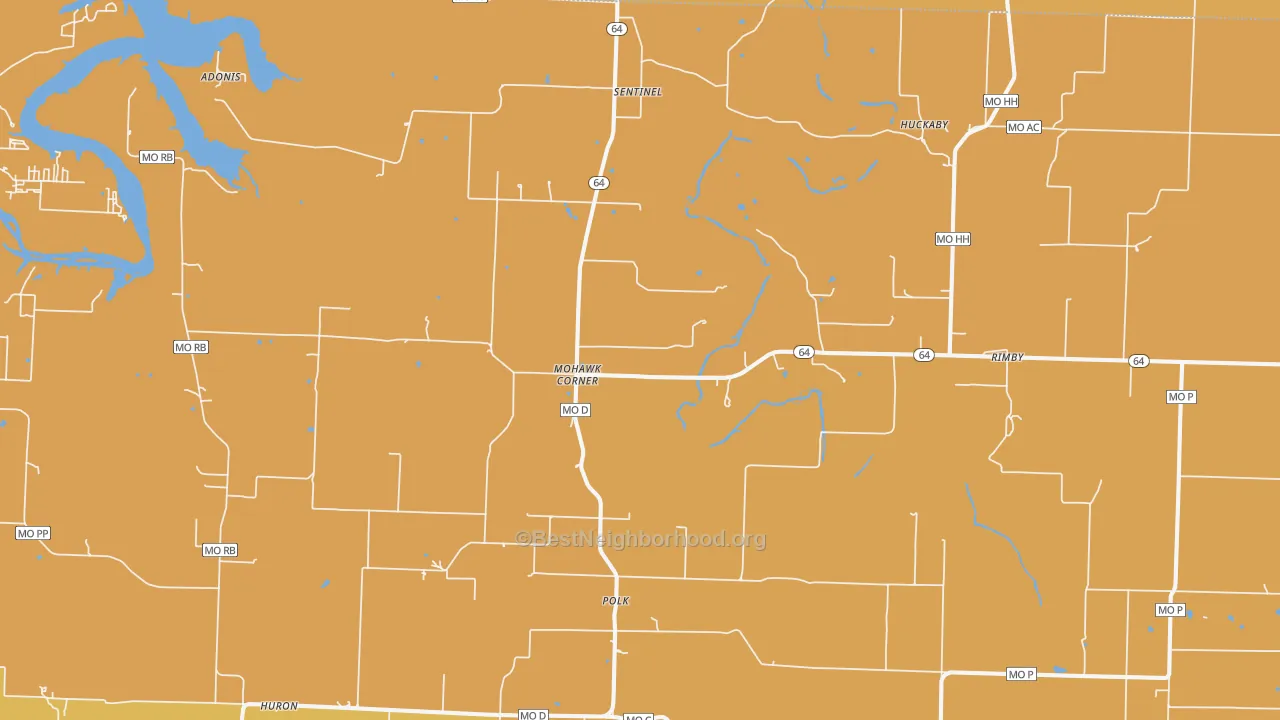 Map of the best neighborhoods in the Polk area, with better matches in green and worse matches in red