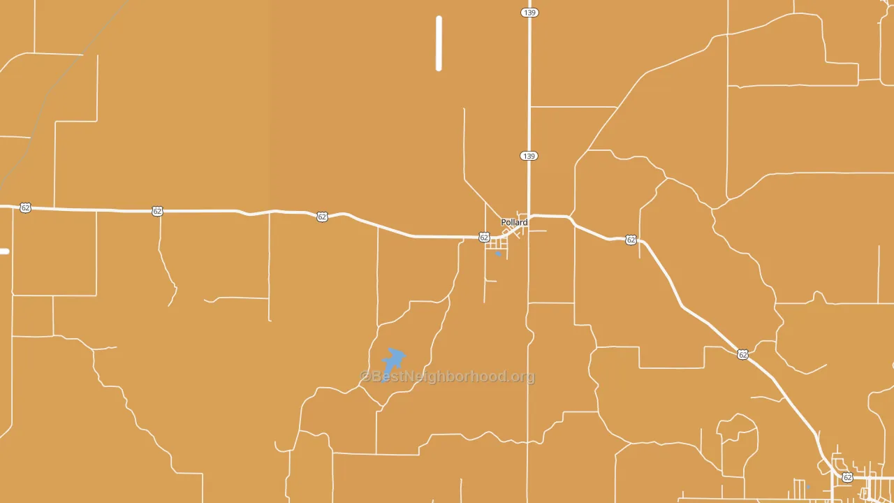 Map of the best neighborhoods in the Pollard area, with better matches in green and worse matches in red
