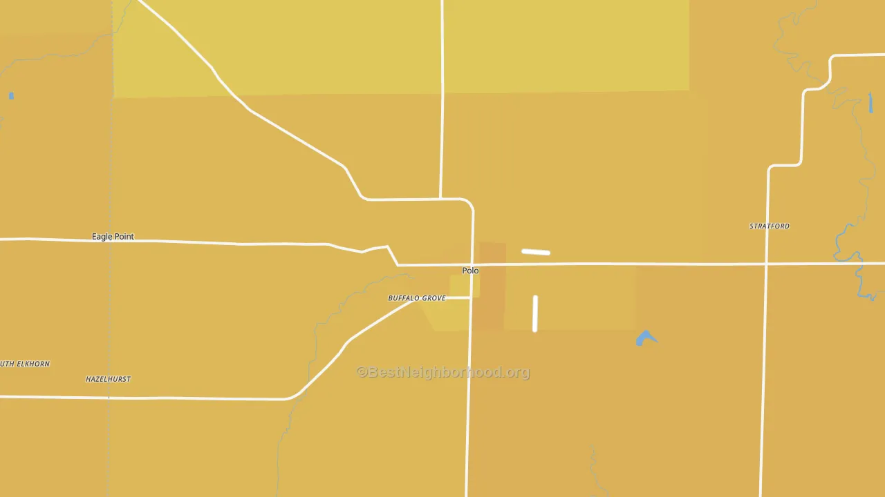 Map of the best neighborhoods in the Polo area, with better matches in green and worse matches in red