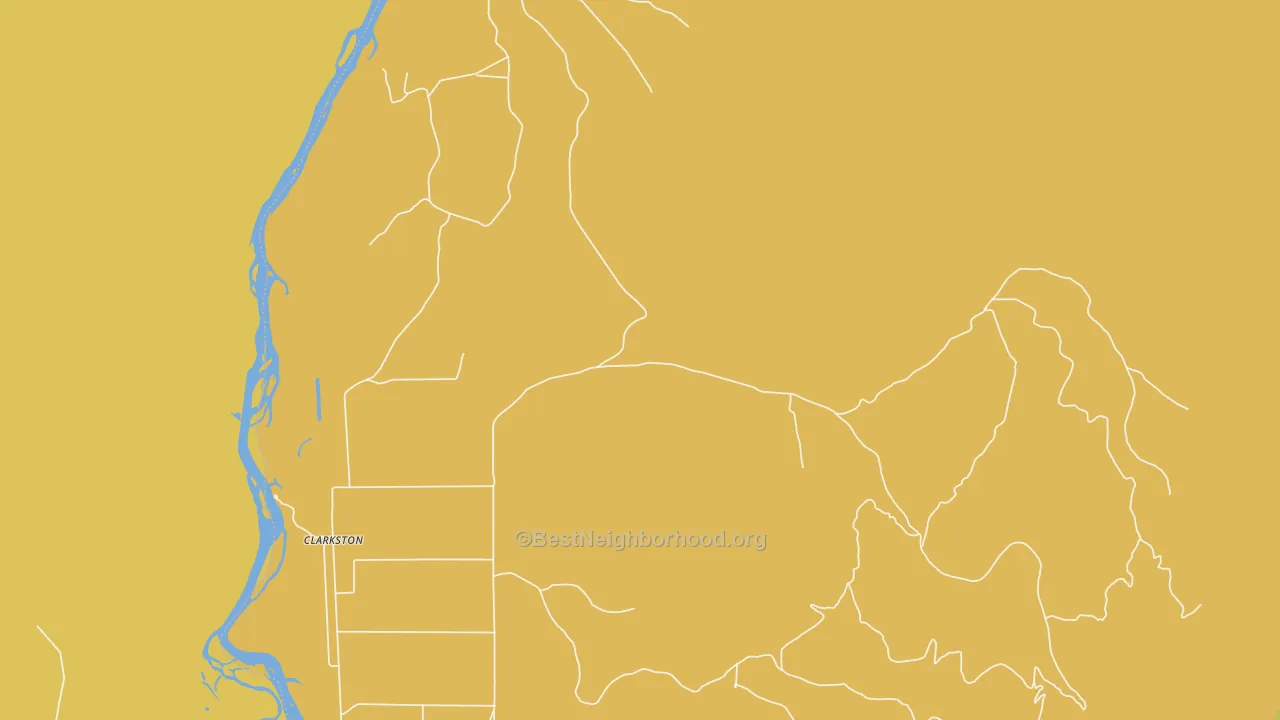 Map of the best neighborhoods in the Ponderosa Pines area, with better matches in green and worse matches in red