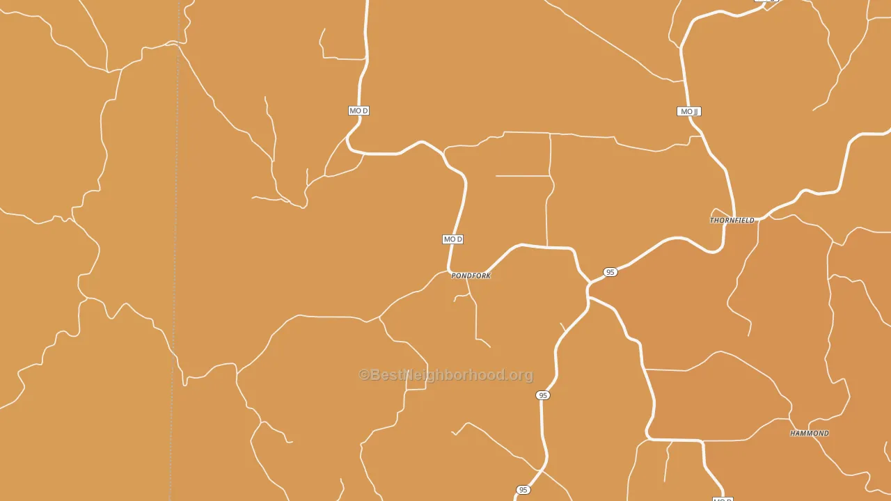 Map of the best neighborhoods in the Pondfork area, with better matches in green and worse matches in red