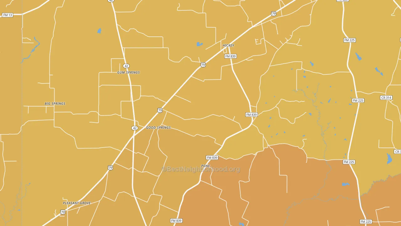 Map of the best neighborhoods in the Pone area, with better matches in green and worse matches in red