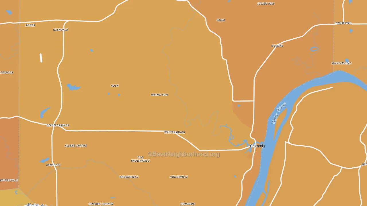 Map of the best neighborhoods in the Pope County area, with better matches in green and worse matches in red