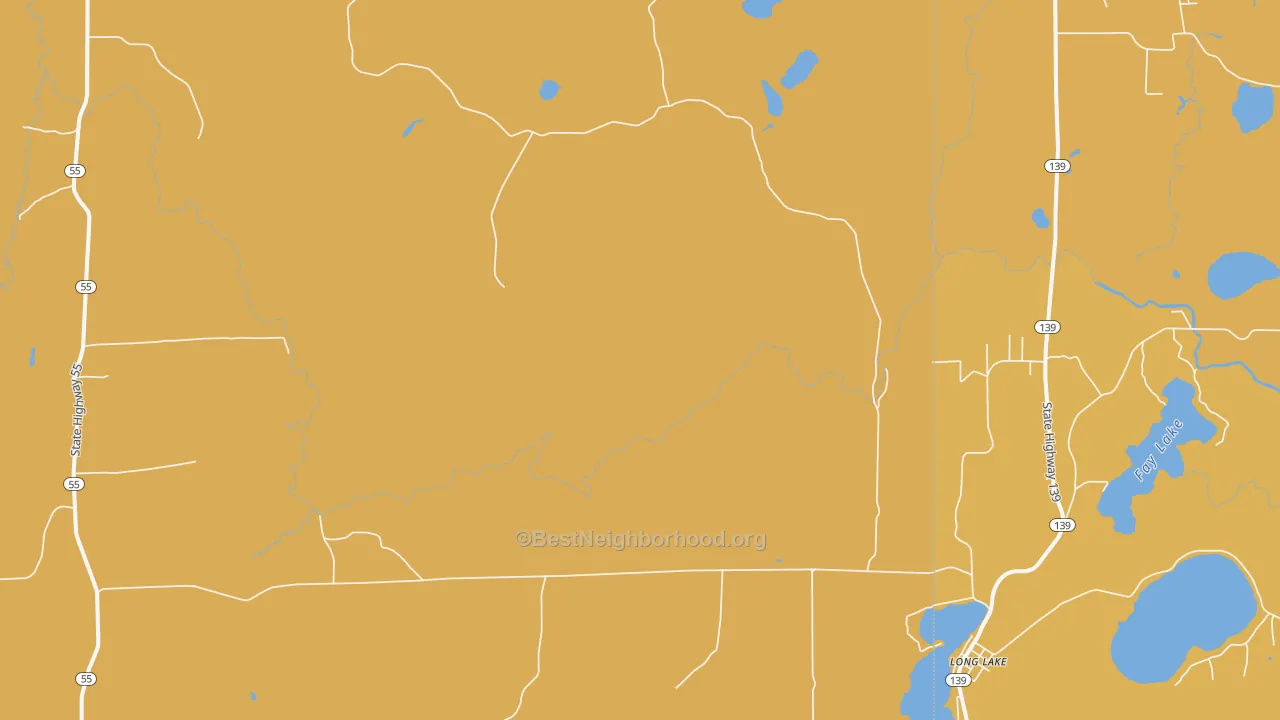 Map of the best neighborhoods in the Popple River area, with better matches in green and worse matches in red