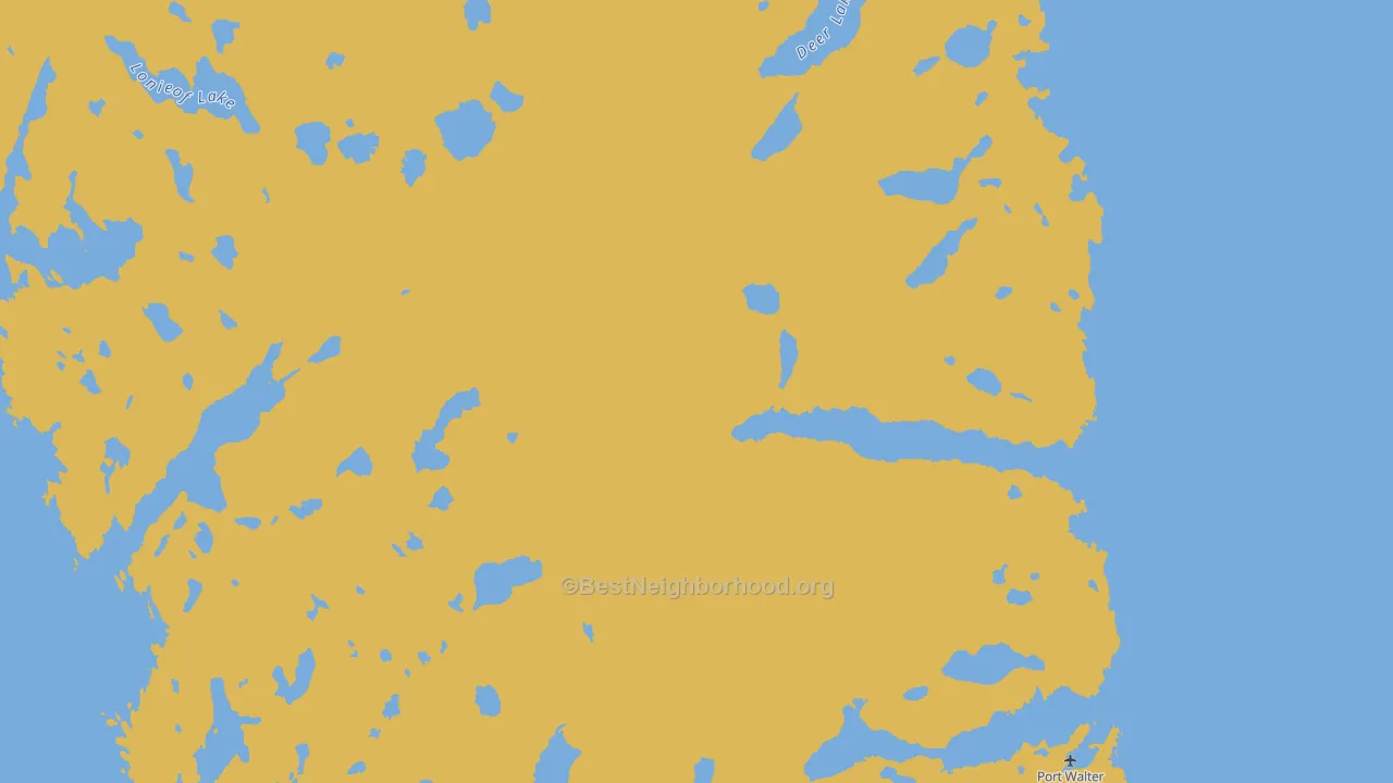 Map of the best neighborhoods in the Port Alexander area, with better matches in green and worse matches in red