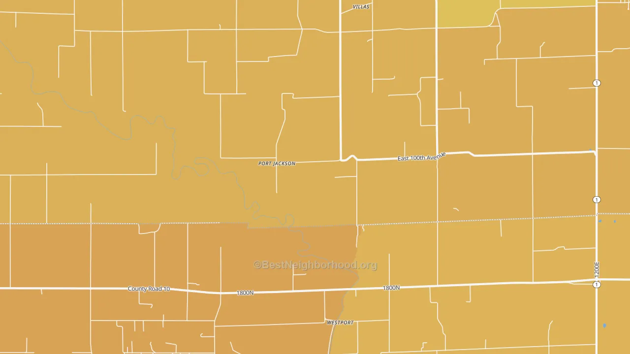 Map of the best neighborhoods in the Port Jackson area, with better matches in green and worse matches in red
