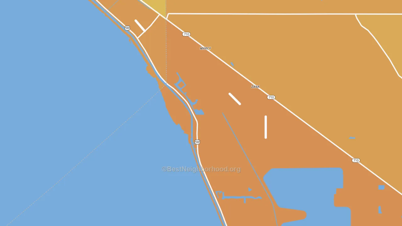 Map of the best neighborhoods in the Port Mayaca area, with better matches in green and worse matches in red