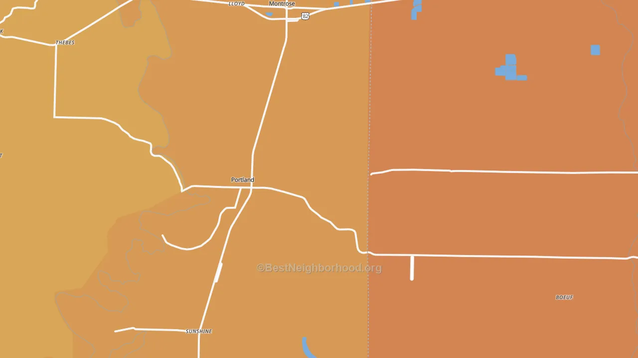 Map of the best neighborhoods in the Portland area, with better matches in green and worse matches in red