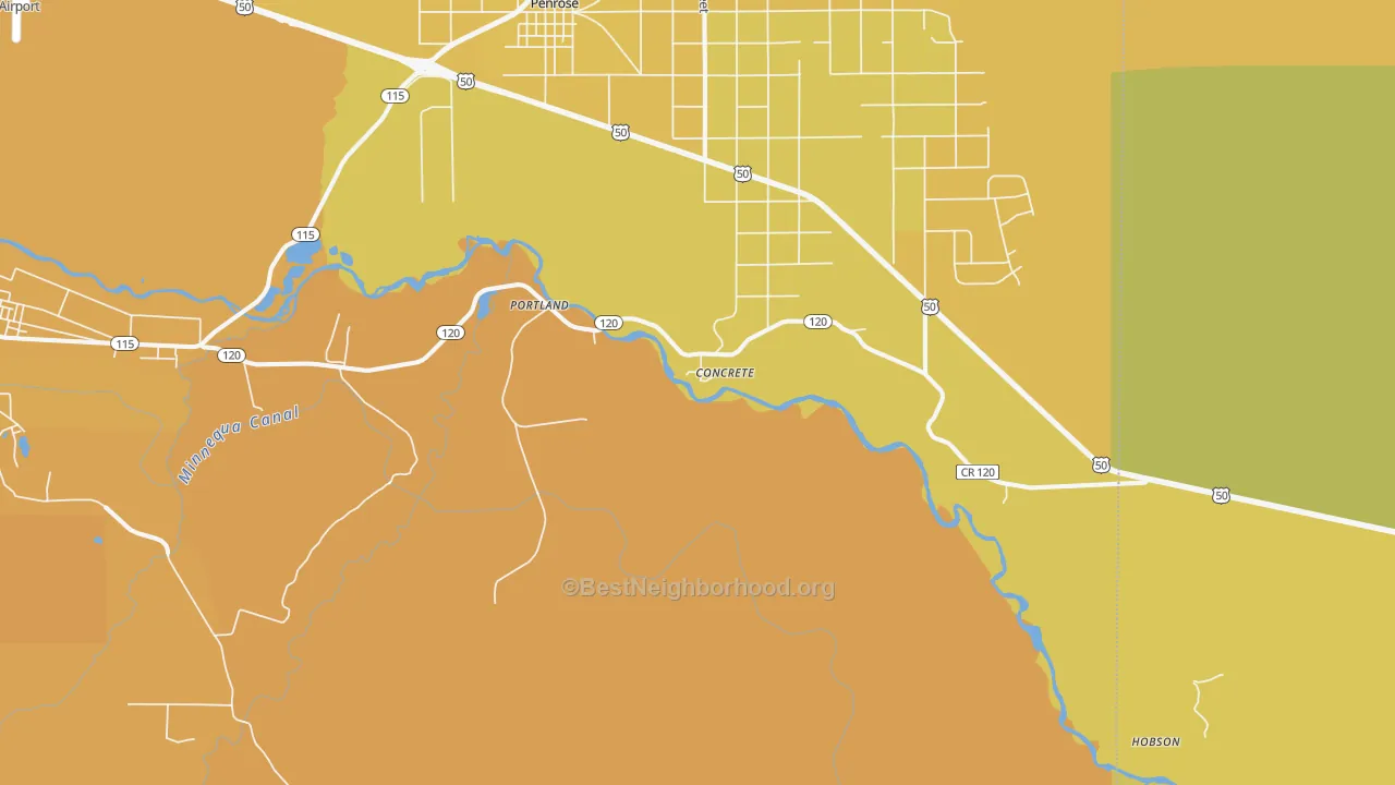 Map of the best neighborhoods in the Portland area, with better matches in green and worse matches in red
