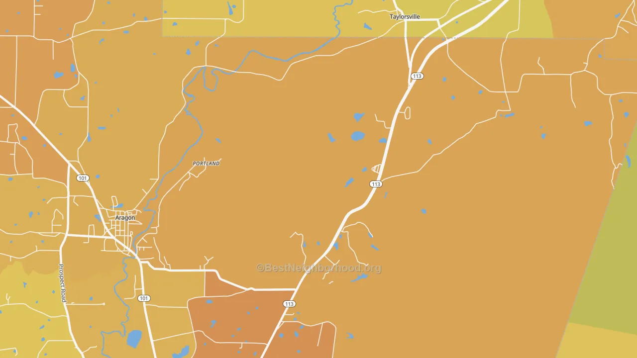 Map of the best neighborhoods in the Portland area, with better matches in green and worse matches in red