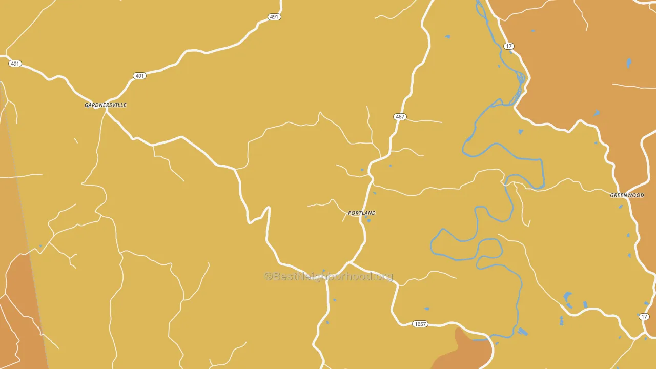 Map of the best neighborhoods in the Portland area, with better matches in green and worse matches in red