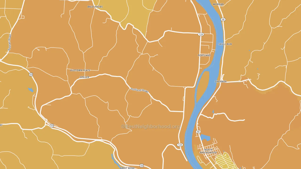 Map of the best neighborhoods in the Portland area, with better matches in green and worse matches in red