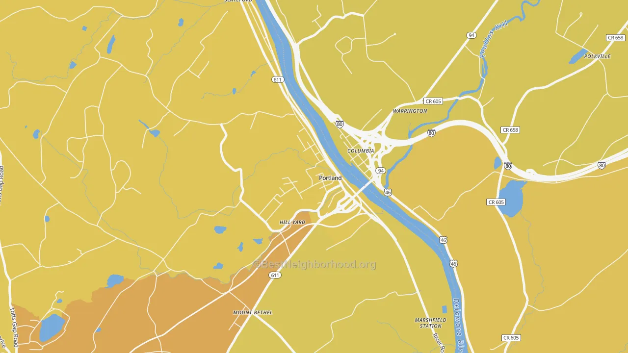 Map of the best neighborhoods in the Portland area, with better matches in green and worse matches in red