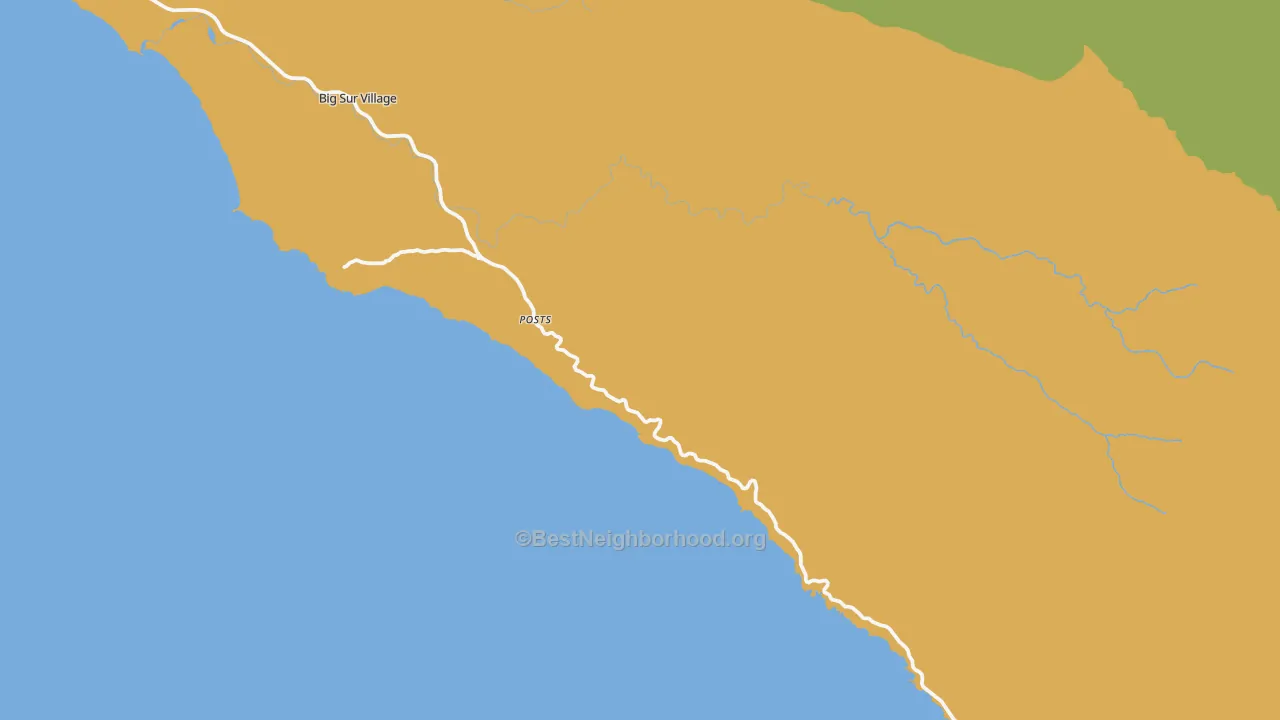 Map of the best neighborhoods in the Posts area, with better matches in green and worse matches in red