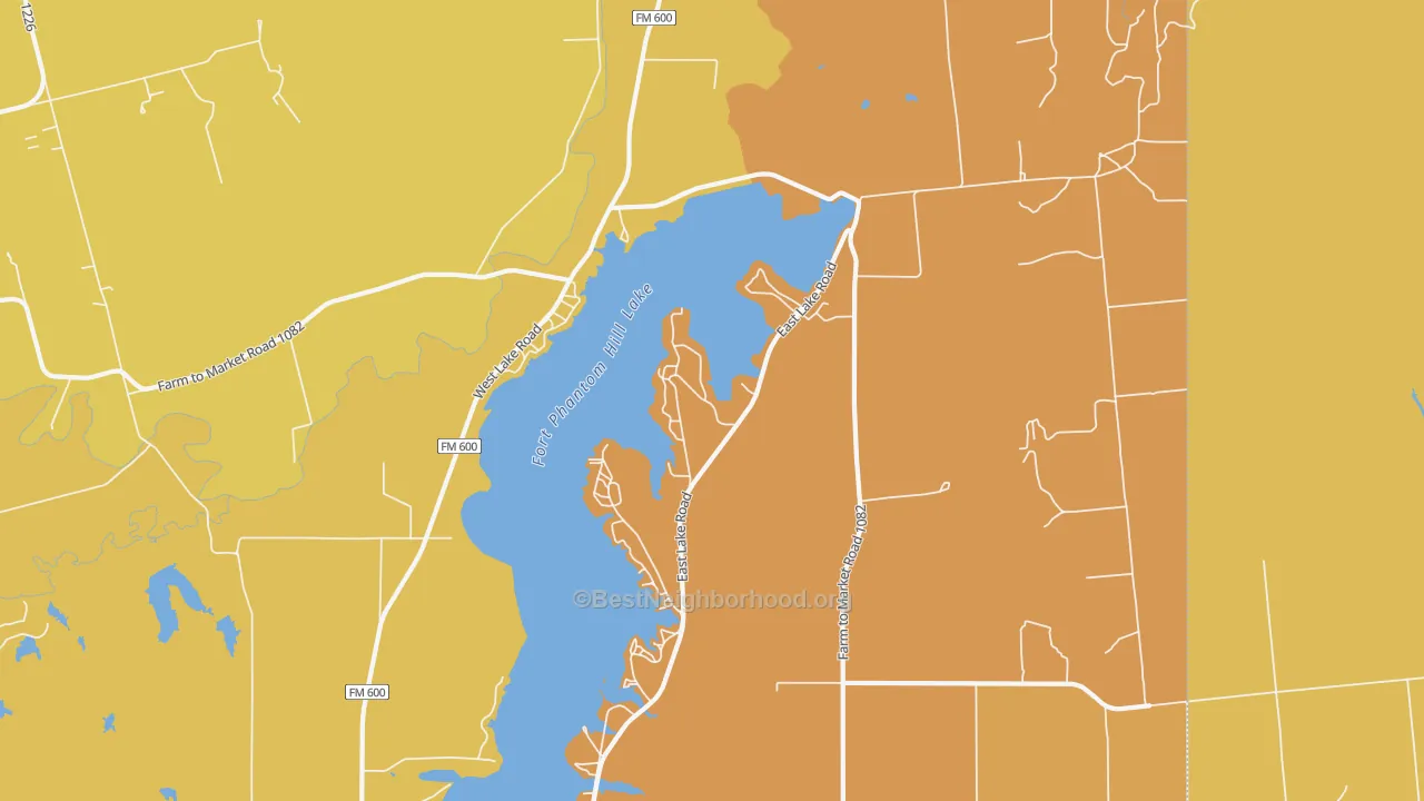 Map of the best neighborhoods in the Potosi area, with better matches in green and worse matches in red
