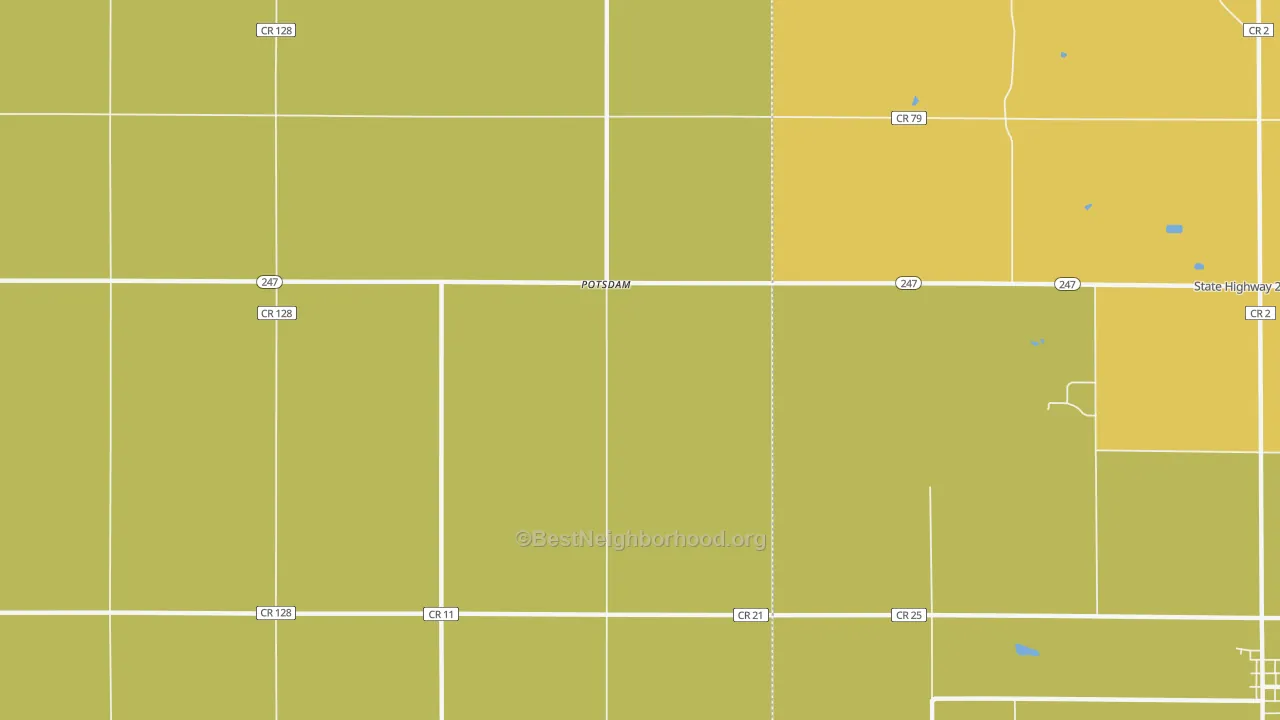 Map of the best neighborhoods in the Potsdam area, with better matches in green and worse matches in red