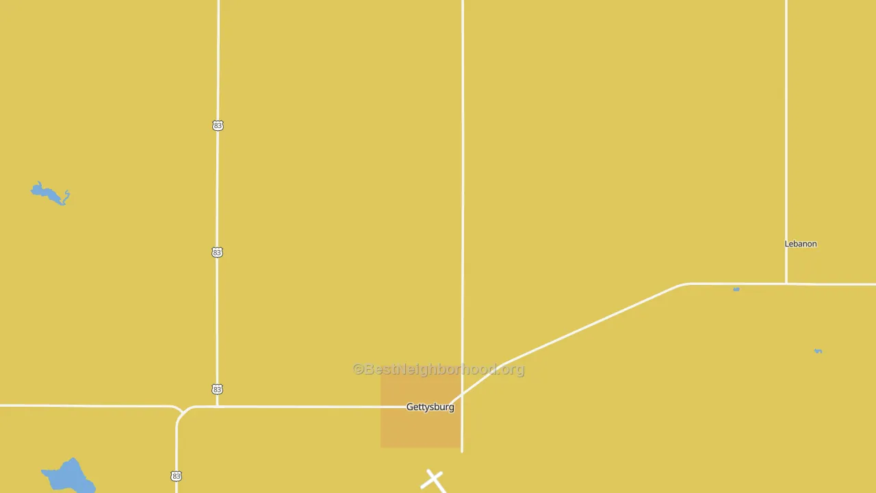 Map of the best neighborhoods in the Potter County area, with better matches in green and worse matches in red