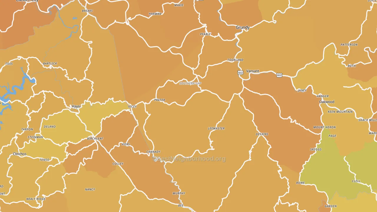 Map of the best neighborhoods in the Prater area, with better matches in green and worse matches in red