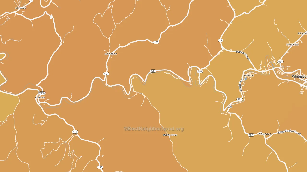 Map of the best neighborhoods in the Premium area, with better matches in green and worse matches in red