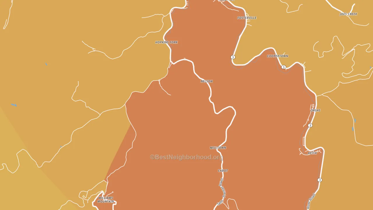Map of the best neighborhoods in the Prenter area, with better matches in green and worse matches in red