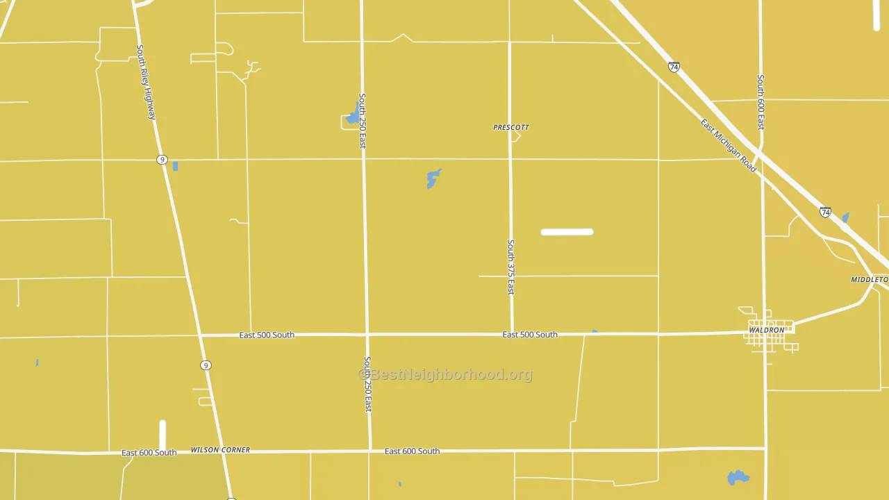 Map of the best neighborhoods in the Prescott area, with better matches in green and worse matches in red