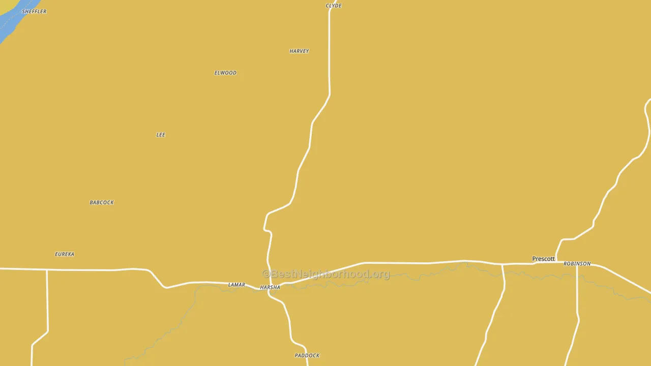 Map of the best neighborhoods in the Prescott area, with better matches in green and worse matches in red