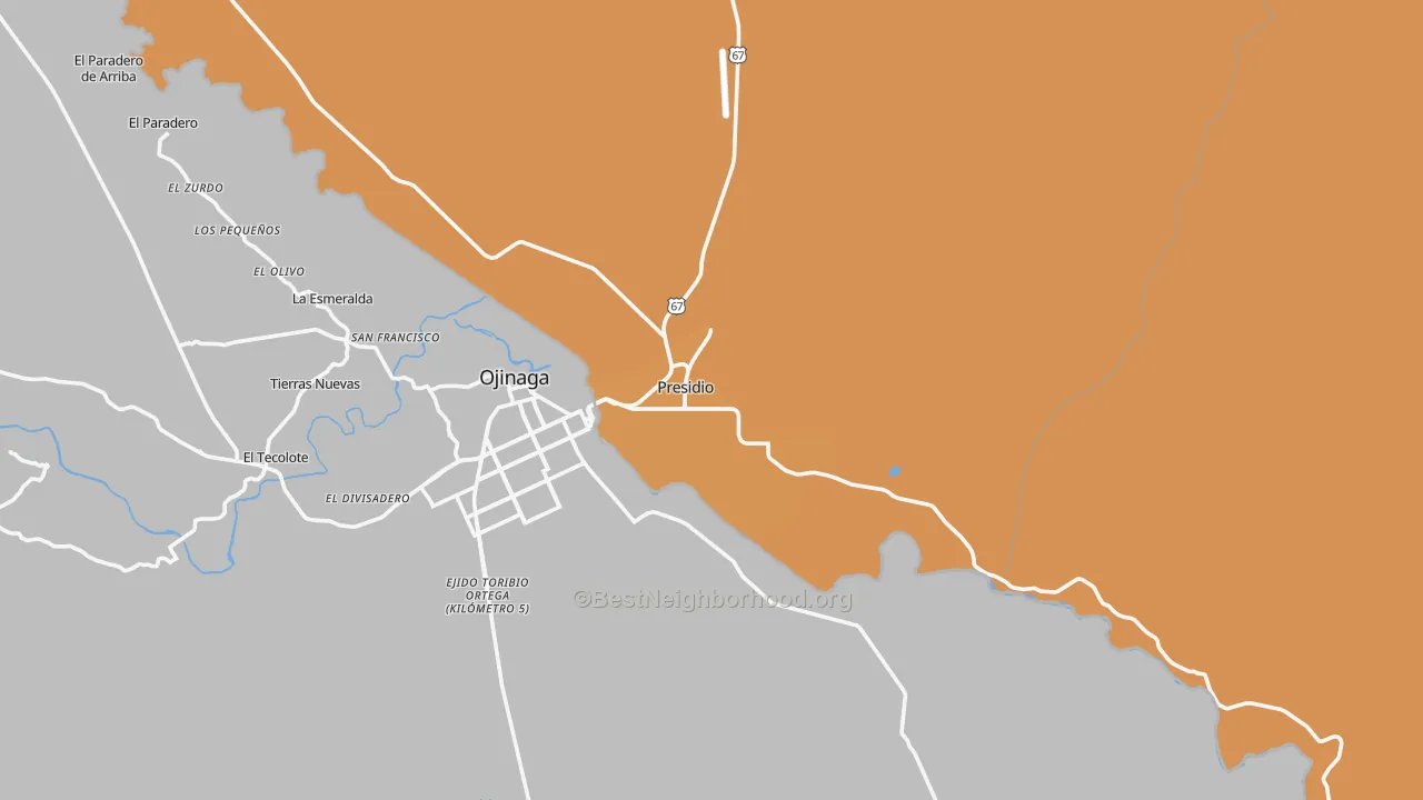 Map of the best neighborhoods in the Presidio area, with better matches in green and worse matches in red