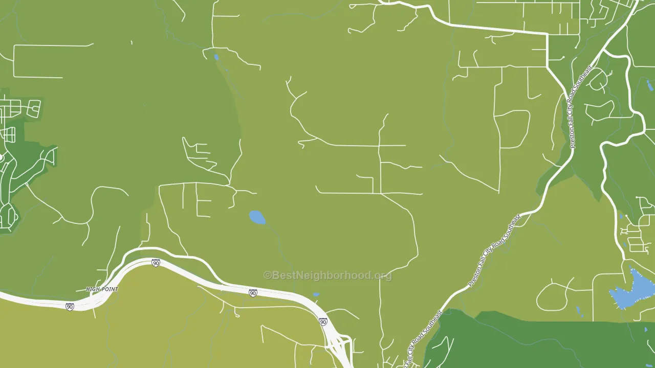 Map of the best neighborhoods in the Preston area, with better matches in green and worse matches in red