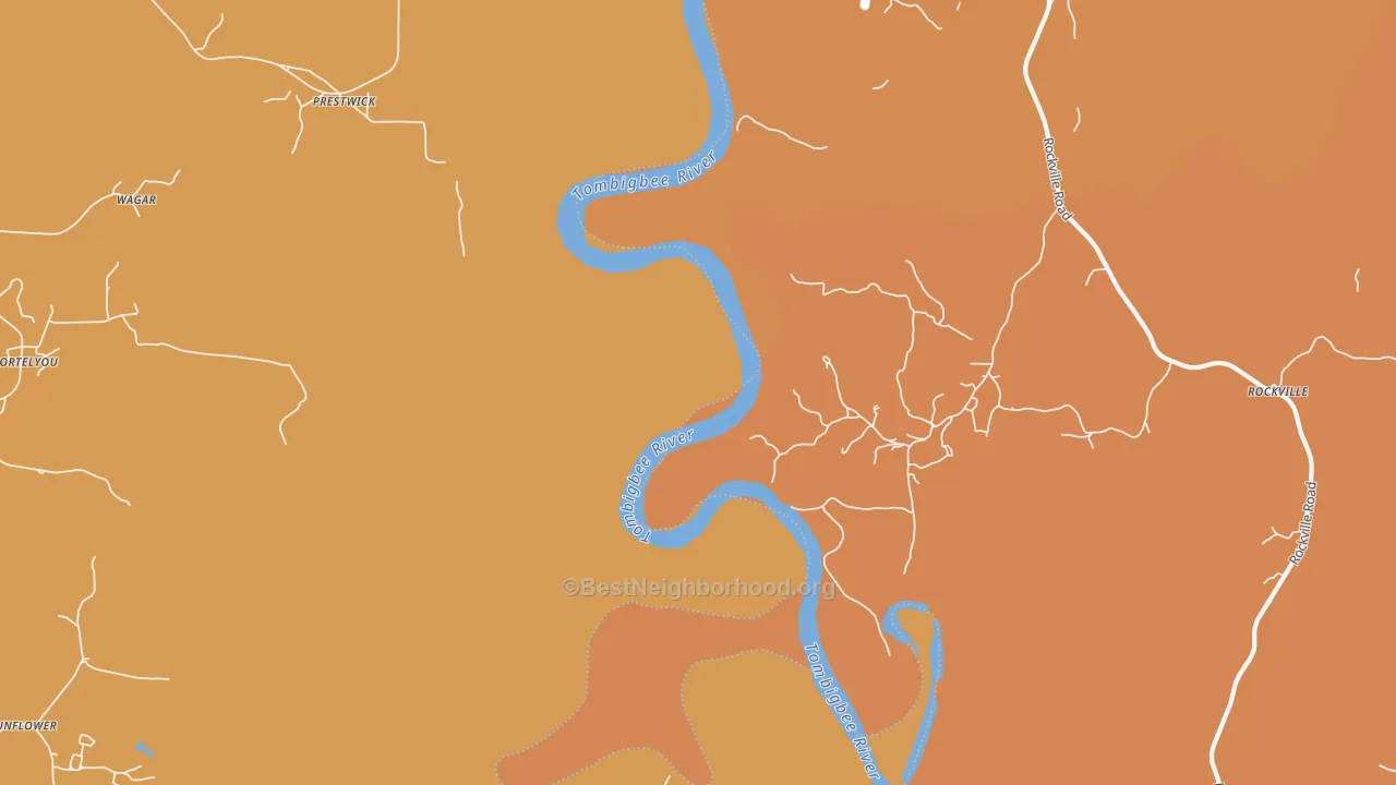 Map of the best neighborhoods in the Prestwick area, with better matches in green and worse matches in red