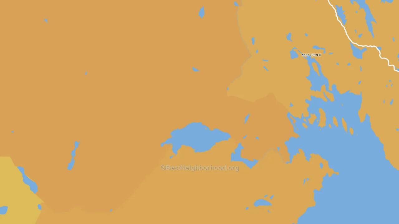 Map of the best neighborhoods in the Prince of Wales-Hyder Census Area area, with better matches in green and worse matches in red