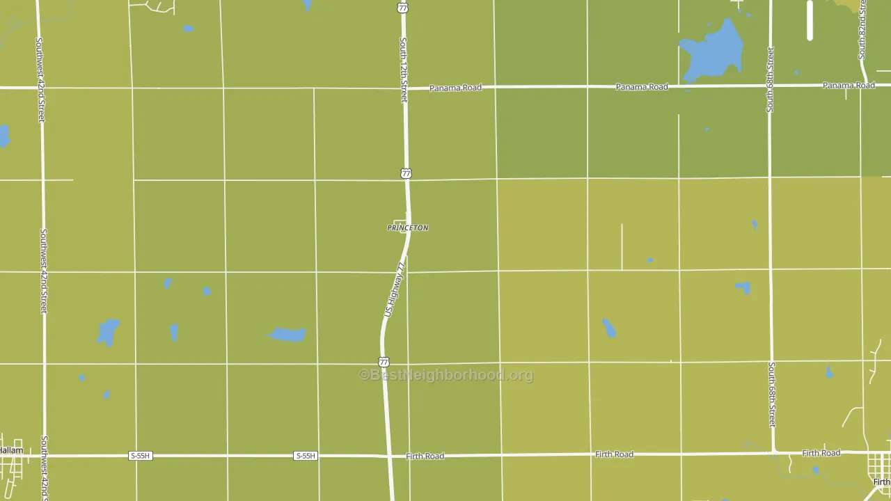 Map of the best neighborhoods in the Princeton area, with better matches in green and worse matches in red