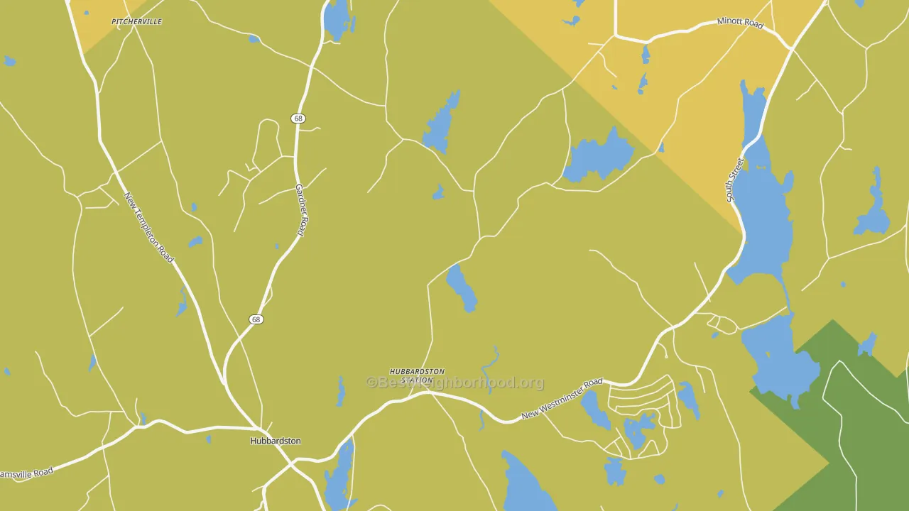 Map of the best neighborhoods in the Princeton Station area, with better matches in green and worse matches in red