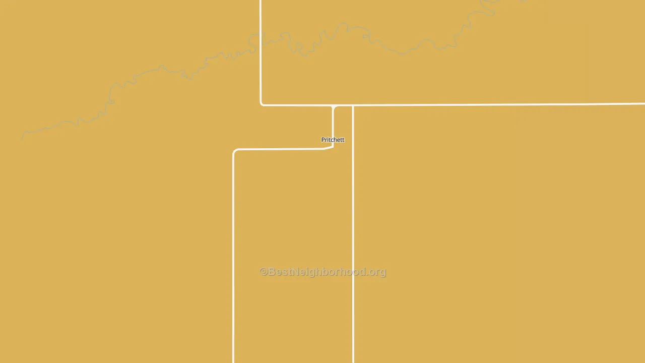 Map of the best neighborhoods in the Pritchett area, with better matches in green and worse matches in red