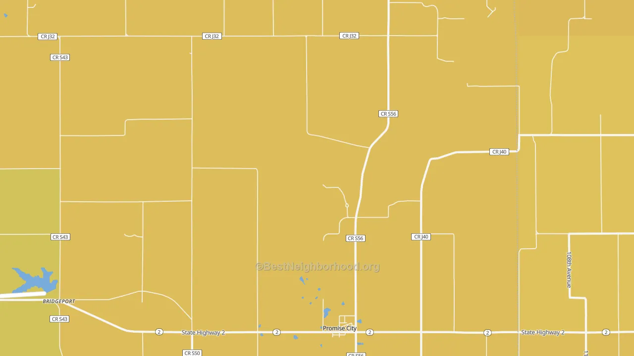 Map of the best neighborhoods in the Promise City area, with better matches in green and worse matches in red