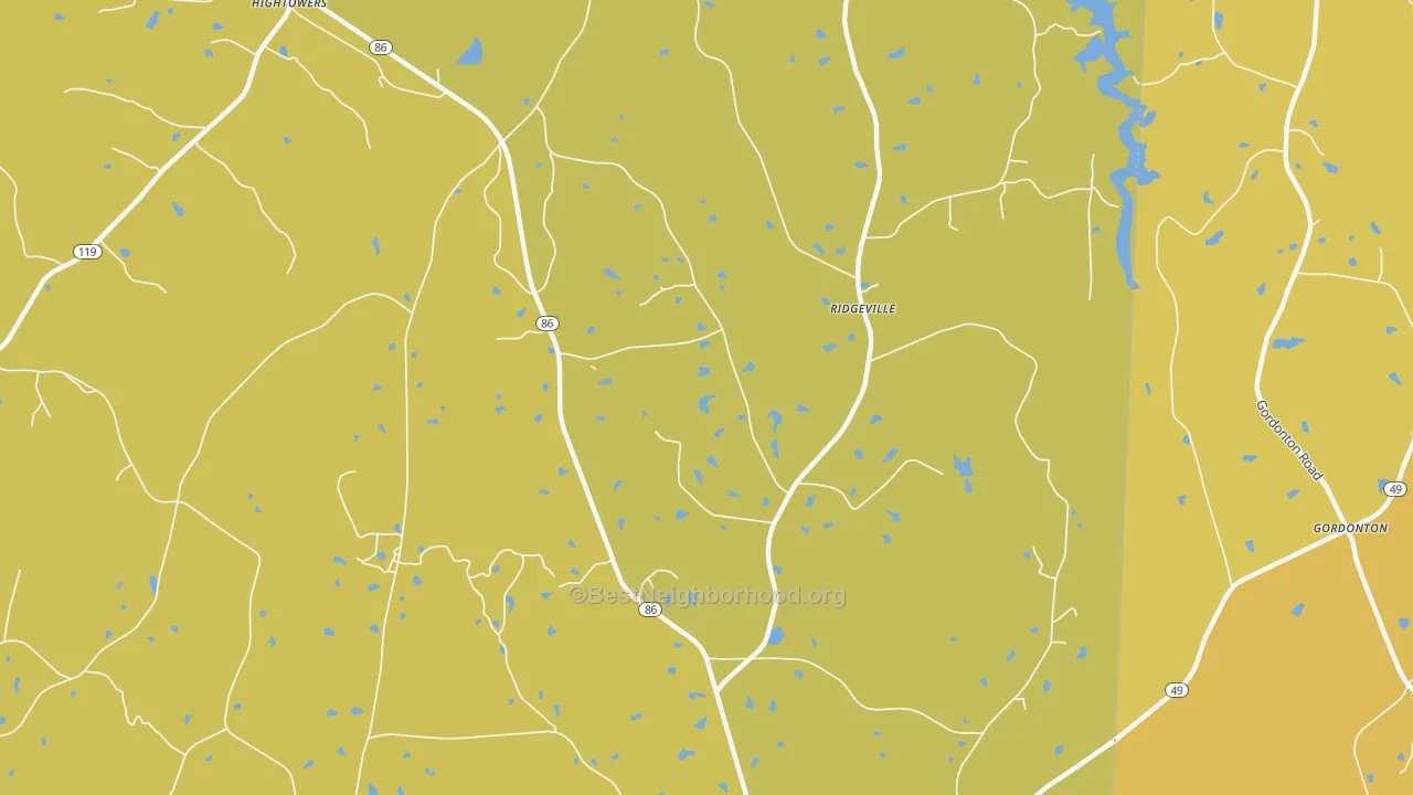 Map of the best neighborhoods in the Prospect Hill area, with better matches in green and worse matches in red