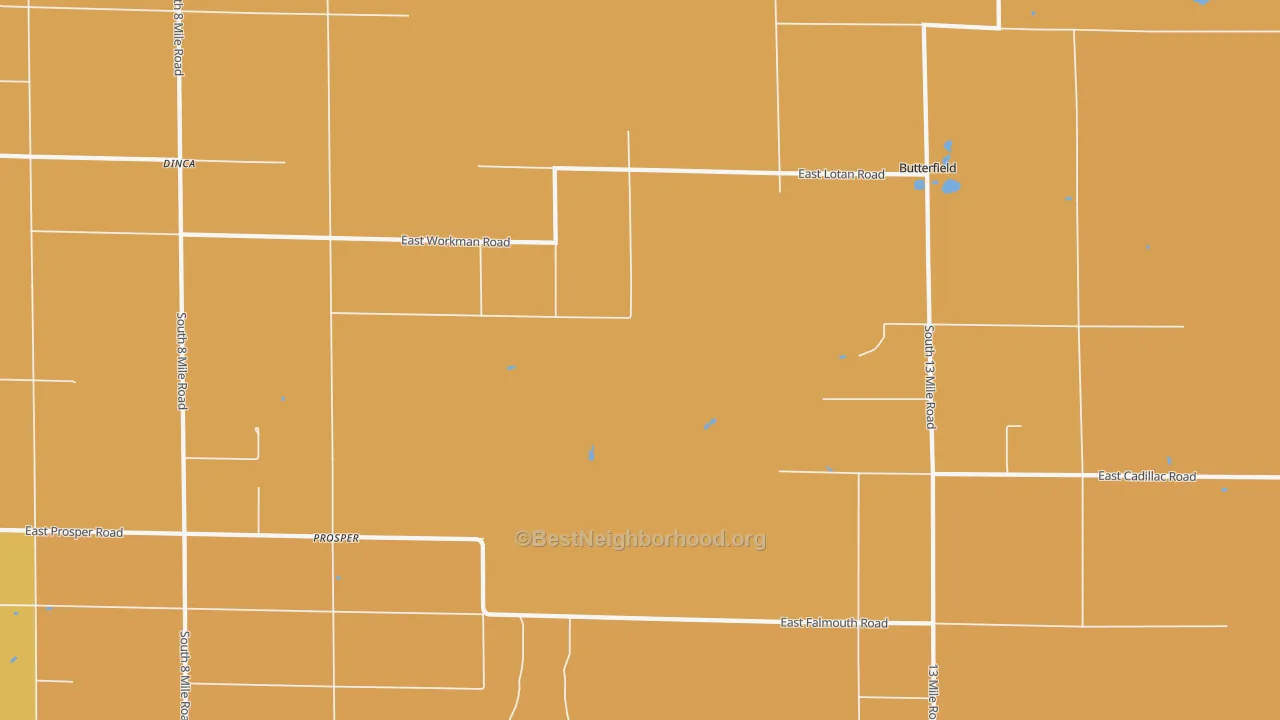 Map of the best neighborhoods in the Prosper area, with better matches in green and worse matches in red