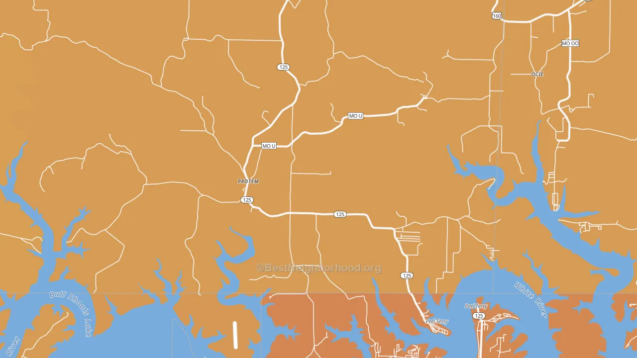 Map of the best neighborhoods in the Protem area, with better matches in green and worse matches in red