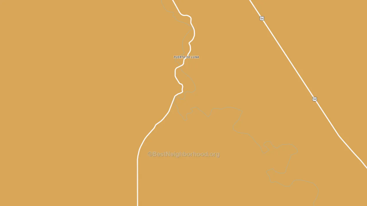Map of the best neighborhoods in the Puerto De Luna area, with better matches in green and worse matches in red
