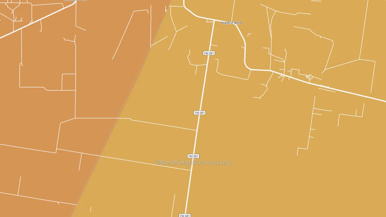 Map of the best neighborhoods in the Puerto Rico area, with better matches in green and worse matches in red