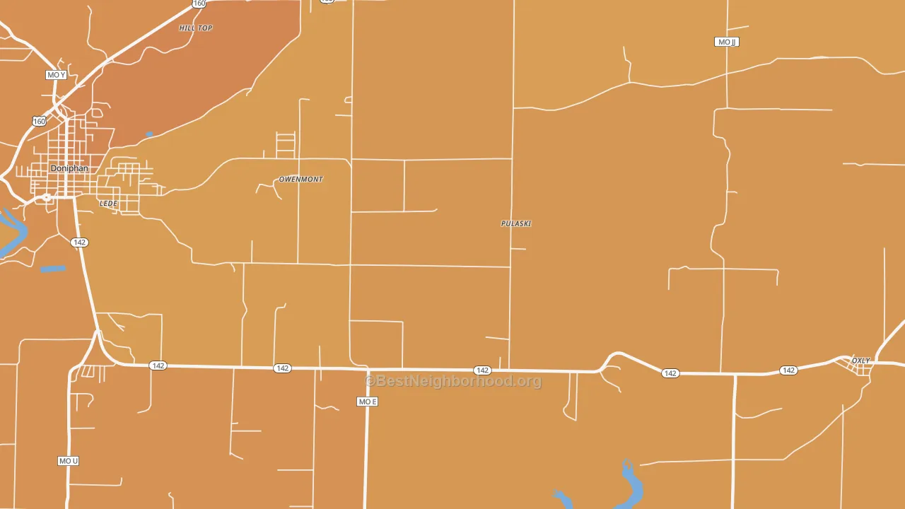 Map of the best neighborhoods in the Pulaski area, with better matches in green and worse matches in red