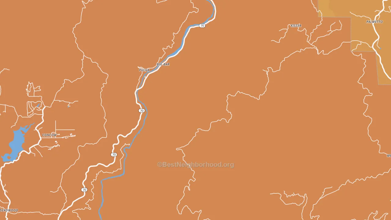 Map of the best neighborhoods in the Pulga area, with better matches in green and worse matches in red