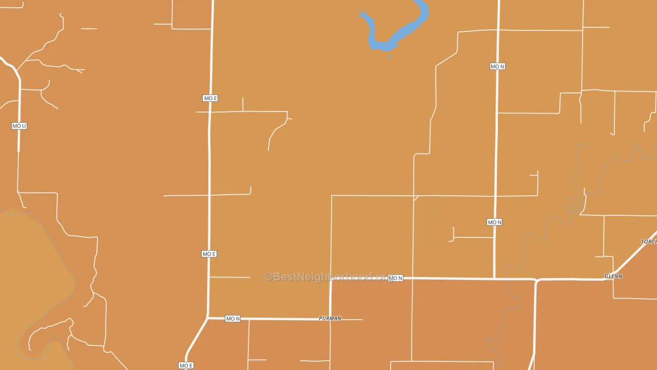 Map of the best neighborhoods in the Purman area, with better matches in green and worse matches in red